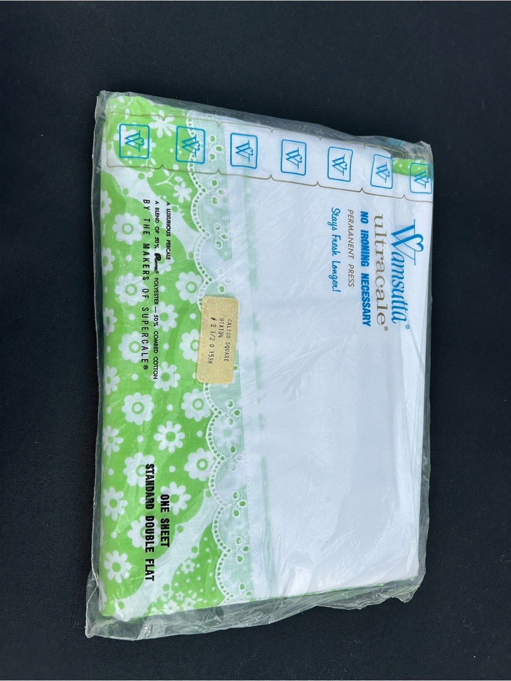 WAMSUTTA Vansuita UltraCare White & Lime Floral Flat Sheet